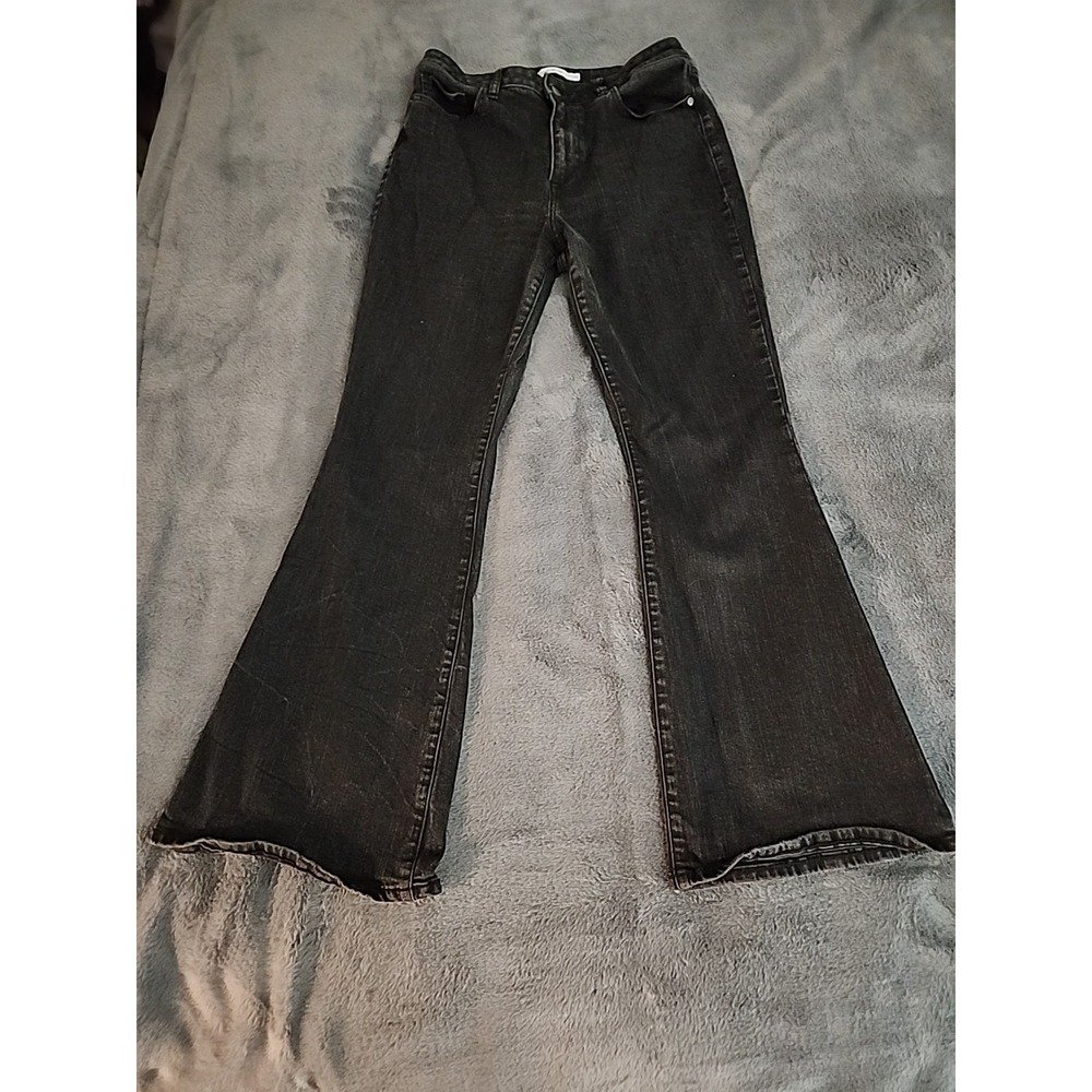 Women's Elizabeth and James High Rise Flare Jeans Black Wash Size 12 - Picture 1 of 8